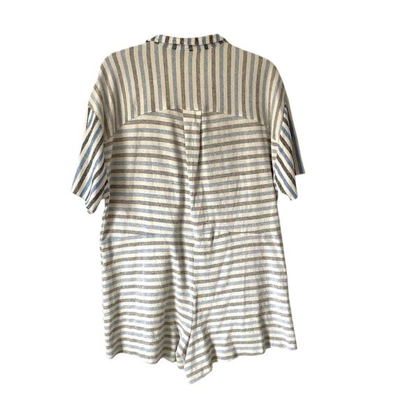 Free People Boys Lie Blue Cream Striped Boardwalk Button-Up Romper size XS - Picture 5 of 8